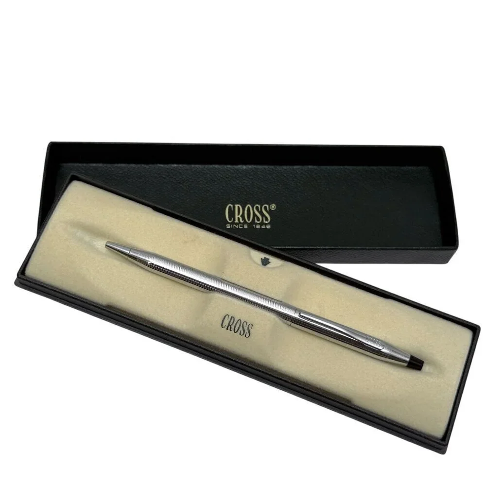 CROSS Classic Century Ballpoint Pen Chrome Lustre 3502 Green Boxed Silvertone